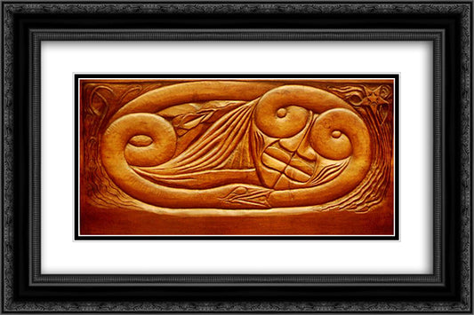 Existence, wooden bed panel 24x16 Black Ornate Wood Framed Art Print Poster with Double Matting by Lacombe, Georges