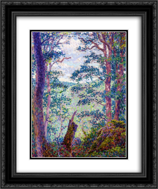 In the Forest 20x24 Black Ornate Wood Framed Art Print Poster with Double Matting by Lacombe, Georges