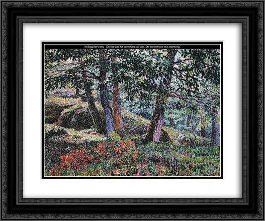 Oaks and Blueberry Bushes 24x20 Black Ornate Wood Framed Art Print Poster with Double Matting by Lacombe, Georges