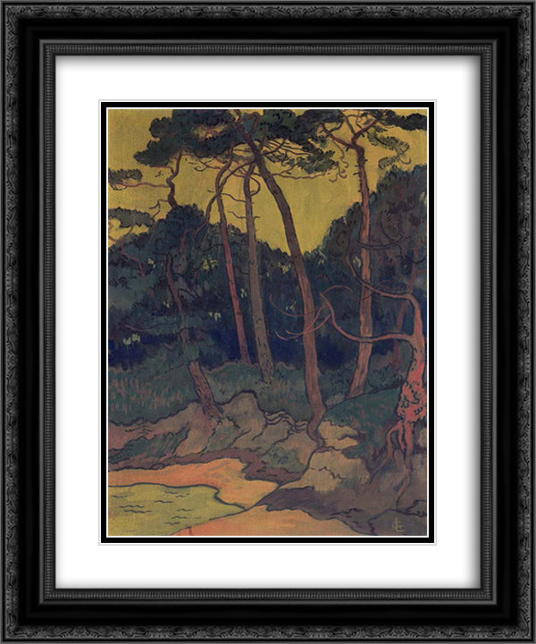 Pines on the shore 20x24 Black Ornate Wood Framed Art Print Poster with Double Matting by Lacombe, Georges