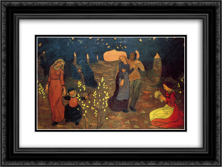 The Ages of Life 24x18 Black Ornate Wood Framed Art Print Poster with Double Matting by Lacombe, Georges