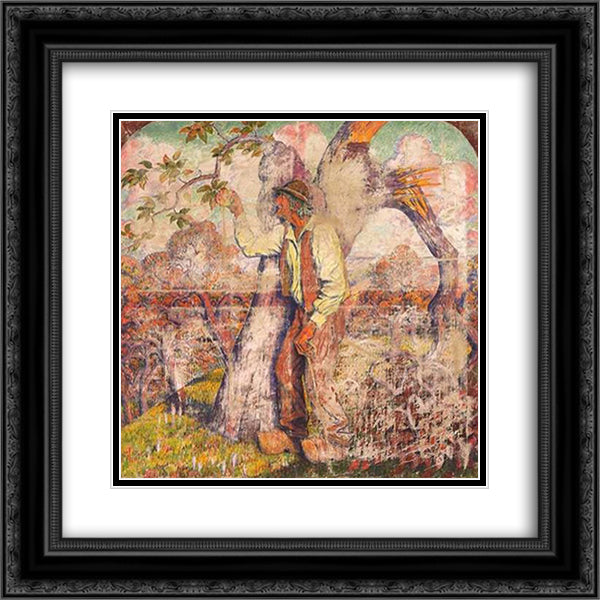 The apple picker 20x20 Black Ornate Wood Framed Art Print Poster with Double Matting by Lacombe, Georges