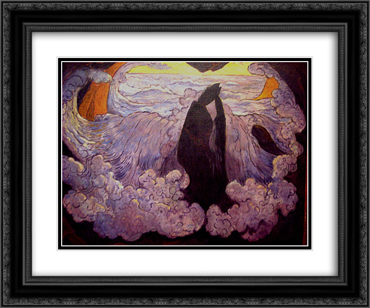 The Violet Wave 24x20 Black Ornate Wood Framed Art Print Poster with Double Matting by Lacombe, Georges