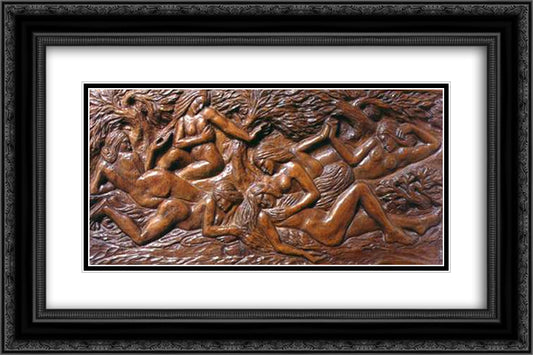 Women damned 24x16 Black Ornate Wood Framed Art Print Poster with Double Matting by Lacombe, Georges