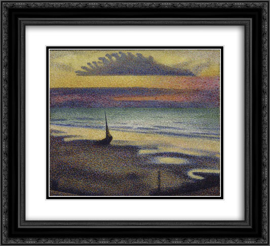 Beach at Heist 22x20 Black Ornate Wood Framed Art Print Poster with Double Matting by Lemmen, Georges