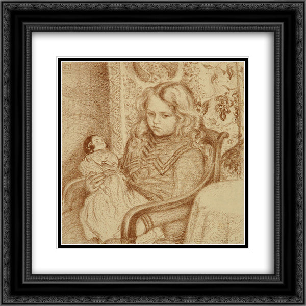 Girl with Doll 20x20 Black Ornate Wood Framed Art Print Poster with Double Matting by Lemmen, Georges