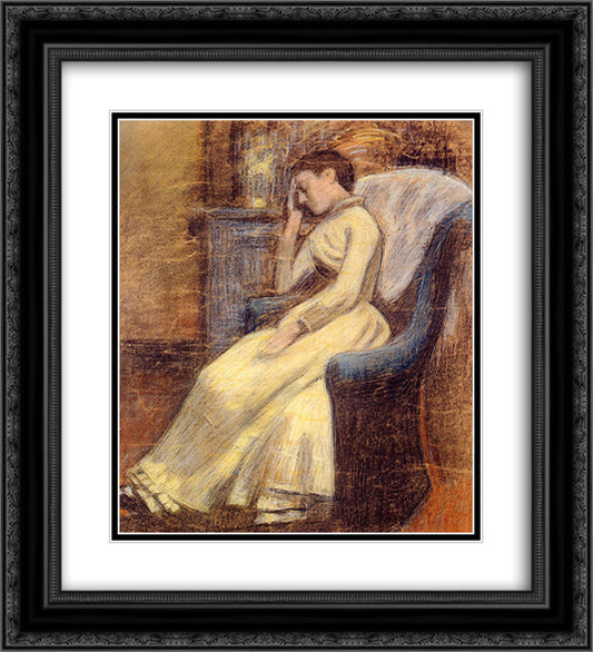 Julie Lemmen Sleeping in an Armchair 20x22 Black Ornate Wood Framed Art Print Poster with Double Matting by Lemmen, Georges