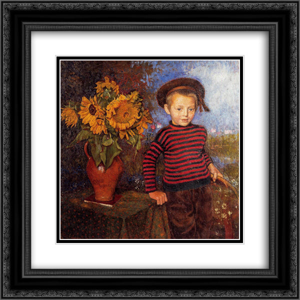 Little Pierre 20x20 Black Ornate Wood Framed Art Print Poster with Double Matting by Lemmen, Georges