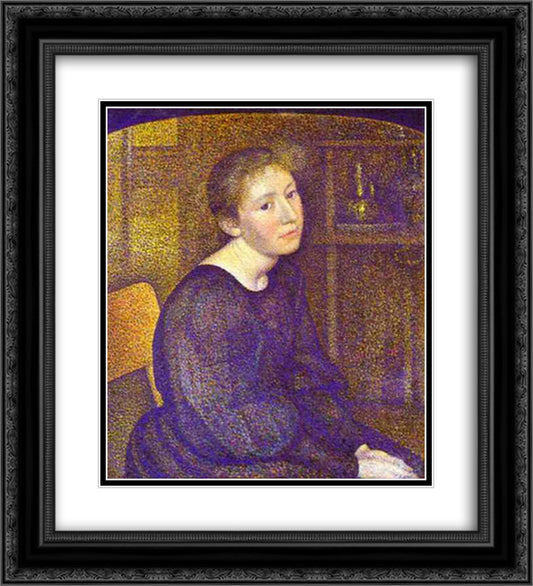 Portrait of Mme Lemmen 20x22 Black Ornate Wood Framed Art Print Poster with Double Matting by Lemmen, Georges