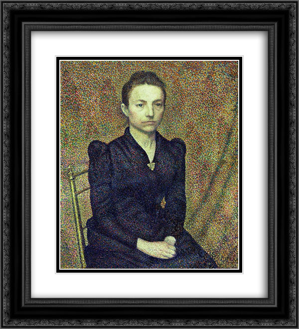 Portrait of the Artist's Sister 20x22 Black Ornate Wood Framed Art Print Poster with Double Matting by Lemmen, Georges