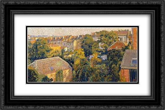 Rooftops 24x16 Black Ornate Wood Framed Art Print Poster with Double Matting by Lemmen, Georges