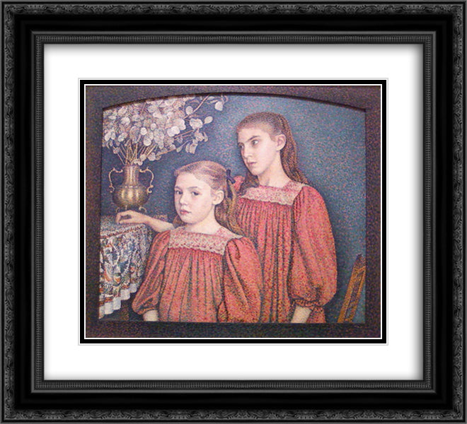 The Two Sisters 22x20 Black Ornate Wood Framed Art Print Poster with Double Matting by Lemmen, Georges