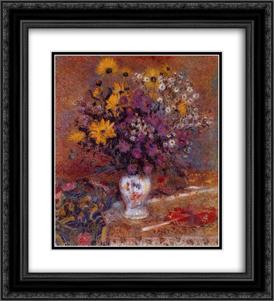 Vase of Flowers 20x22 Black Ornate Wood Framed Art Print Poster with Double Matting by Lemmen, Georges