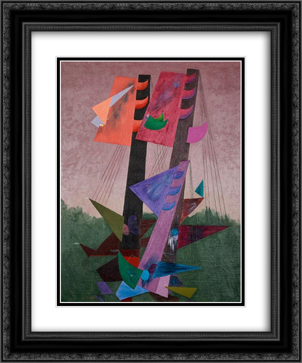 Composition aux mats 20x24 Black Ornate Wood Framed Art Print Poster with Double Matting by Papazoff, Georges