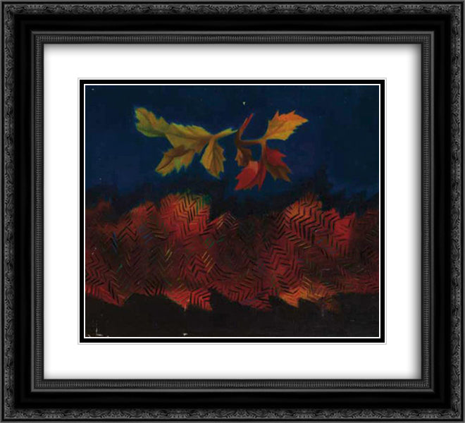Feuilles mortes 22x20 Black Ornate Wood Framed Art Print Poster with Double Matting by Papazoff, Georges