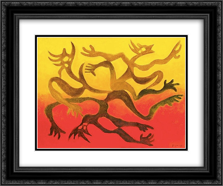 Figures et ombres 24x20 Black Ornate Wood Framed Art Print Poster with Double Matting by Papazoff, Georges