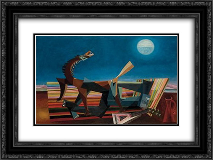 Hommage au Douanier Rousseau, le reve de la bohemienne endormie 24x18 Black Ornate Wood Framed Art Print Poster with Double Matting by Papazoff, Georges