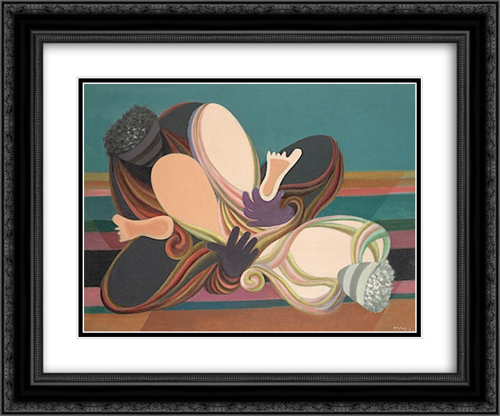 Sans titre (de la serie des lutteurs) 24x20 Black Ornate Wood Framed Art Print Poster with Double Matting by Papazoff, Georges