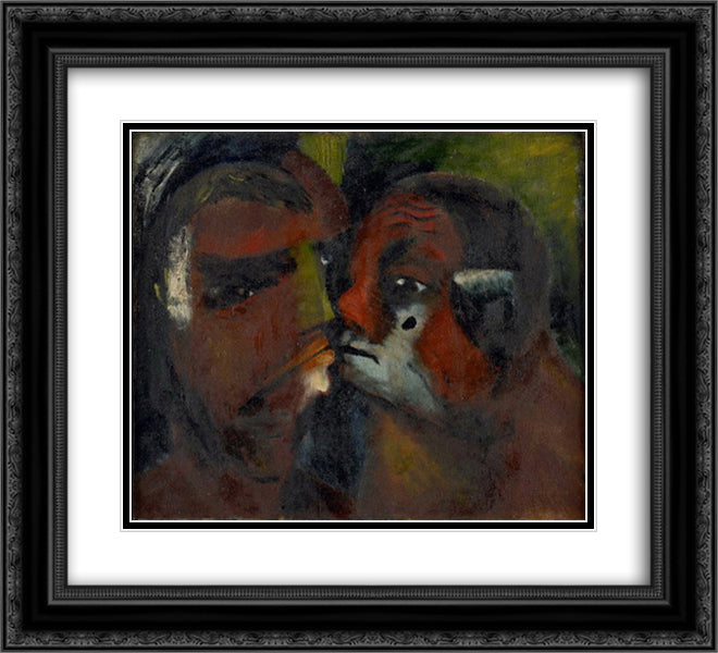 Self Portrait with Madame Papazoff 22x20 Black Ornate Wood Framed Art Print Poster with Double Matting by Papazoff, Georges