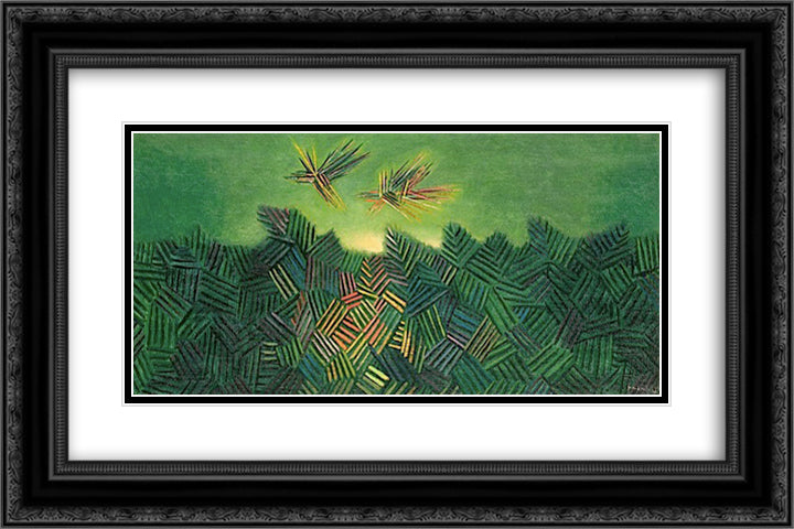 Two Birds 24x16 Black Ornate Wood Framed Art Print Poster with Double Matting by Papazoff, Georges