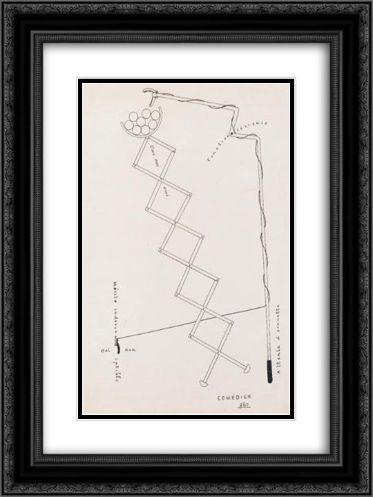 Comedien 18x24 Black Ornate Wood Framed Art Print Poster with Double Matting by Ribemont Dessaignes, Georges