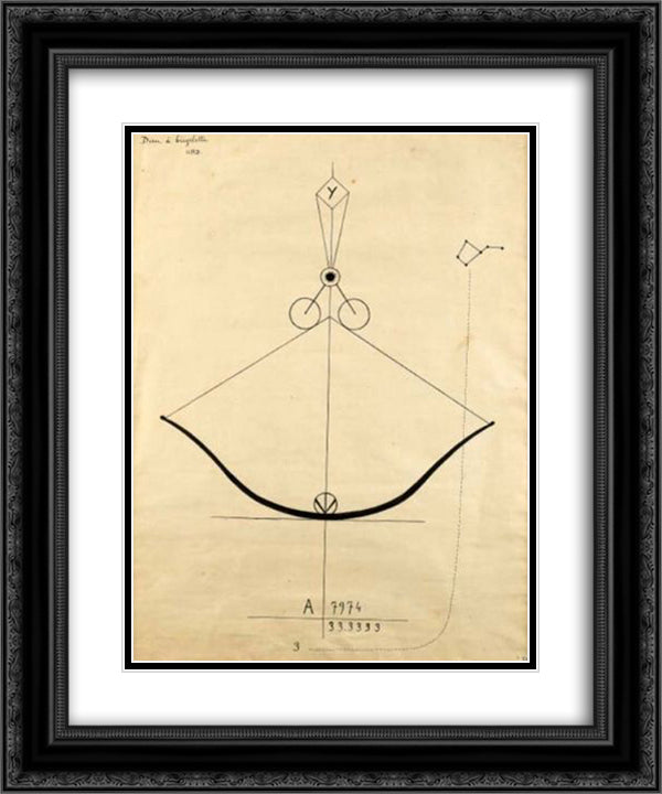 Dieu a bicyclette 20x24 Black Ornate Wood Framed Art Print Poster with Double Matting by Ribemont Dessaignes, Georges