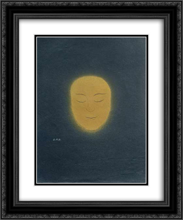 Untitled (Sun Face) 20x24 Black Ornate Wood Framed Art Print Poster with Double Matting by Ribemont Dessaignes, Georges