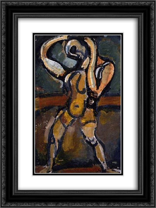 Acrobate VII 18x24 Black Ornate Wood Framed Art Print Poster with Double Matting by Rouault, Georges