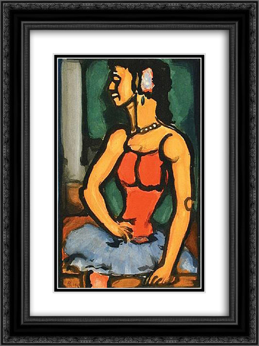 Bittersweet 18x24 Black Ornate Wood Framed Art Print Poster with Double Matting by Rouault, Georges