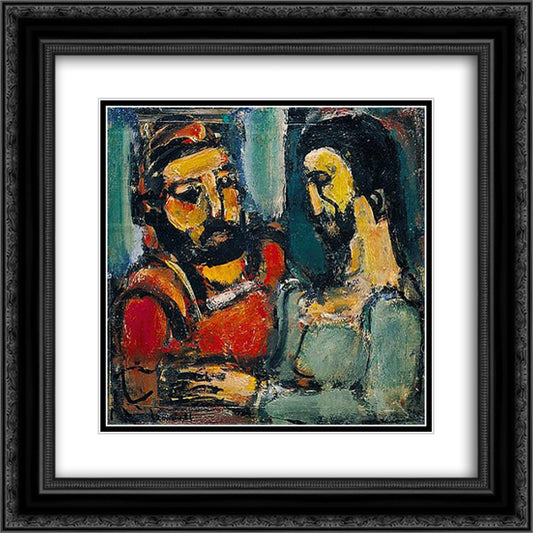 Christ et Docteur 20x20 Black Ornate Wood Framed Art Print Poster with Double Matting by Rouault, Georges