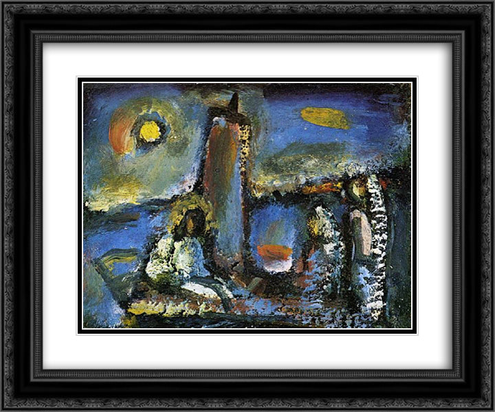 Christ on the Lake 24x20 Black Ornate Wood Framed Art Print Poster with Double Matting by Rouault, Georges