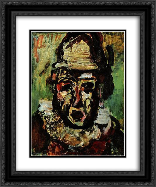 Clown tragique 20x24 Black Ornate Wood Framed Art Print Poster with Double Matting by Rouault, Georges