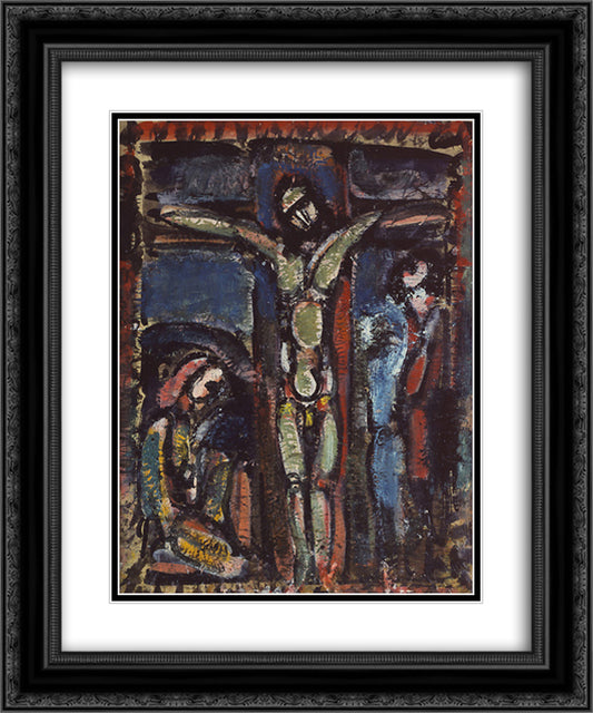 Crucifixion 20x24 Black Ornate Wood Framed Art Print Poster with Double Matting by Rouault, Georges