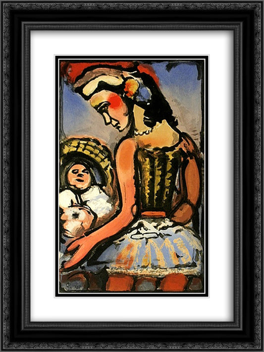 Dors mon amour (Sleep my love) 18x24 Black Ornate Wood Framed Art Print Poster with Double Matting by Rouault, Georges