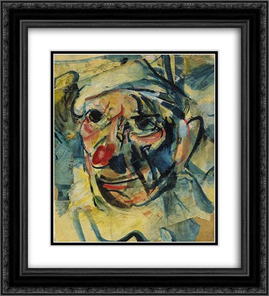 The Clown 20x22 Black Ornate Wood Framed Art Print Poster with Double Matting by Rouault, Georges