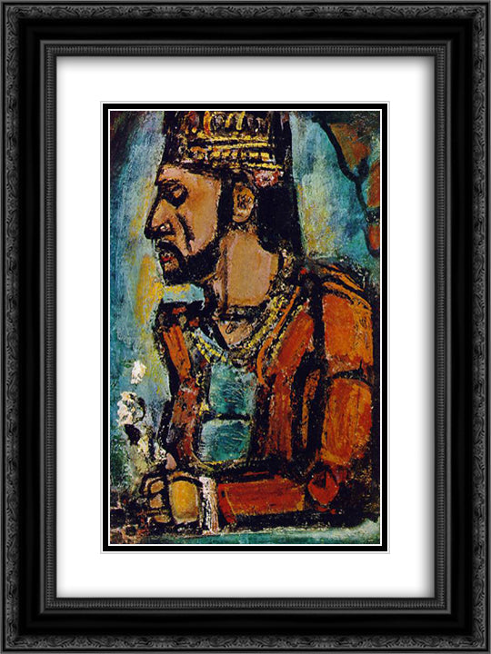 The Old King 18x24 Black Ornate Wood Framed Art Print Poster with Double Matting by Rouault, Georges