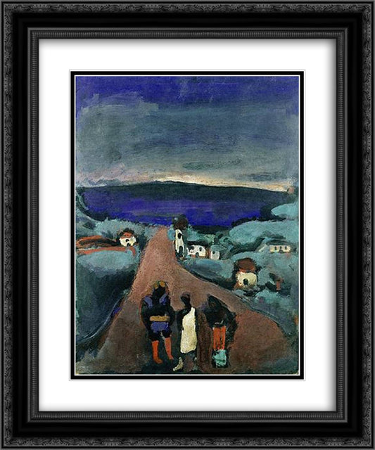 Trois Personnages dans un Paysage de Bretagne 20x24 Black Ornate Wood Framed Art Print Poster with Double Matting by Rouault, Georges