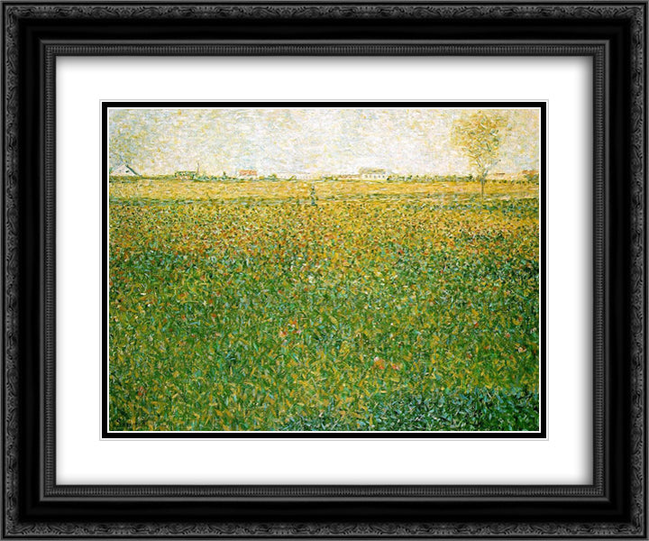 Alfalfa, St. Denis 24x20 Black Ornate Wood Framed Art Print Poster with Double Matting by Seurat, Georges