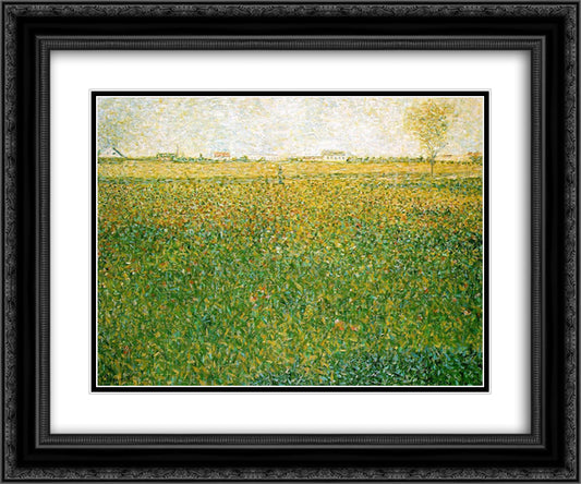 Alfalfa, St. Denis 24x20 Black Ornate Wood Framed Art Print Poster with Double Matting by Seurat, Georges