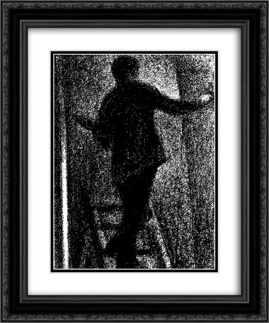 Artist at work 20x24 Black Ornate Wood Framed Art Print Poster with Double Matting by Seurat, Georges
