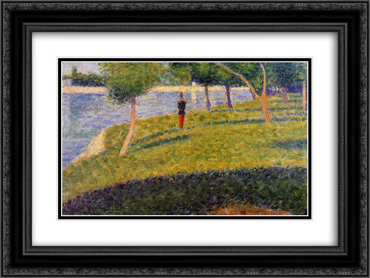 Cadet From Saint-Cyr 24x18 Black Ornate Wood Framed Art Print Poster with Double Matting by Seurat, Georges