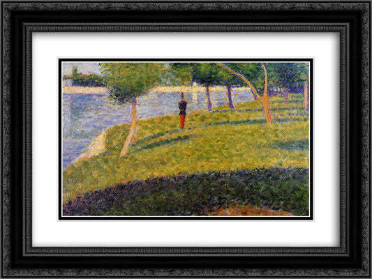 Cadet From Saint-Cyr 24x18 Black Ornate Wood Framed Art Print Poster with Double Matting by Seurat, Georges