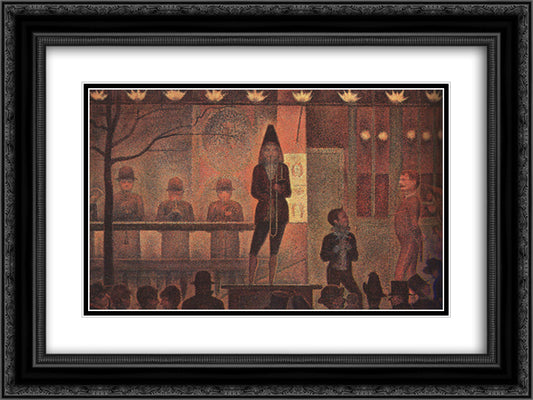 Circus Sideshow 24x18 Black Ornate Wood Framed Art Print Poster with Double Matting by Seurat, Georges