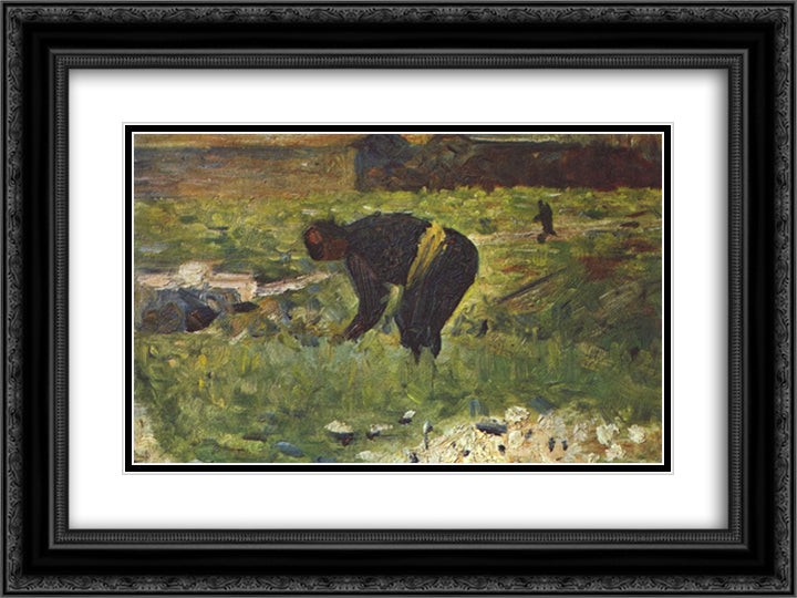 Farmer to work 24x18 Black Ornate Wood Framed Art Print Poster with Double Matting by Seurat, Georges