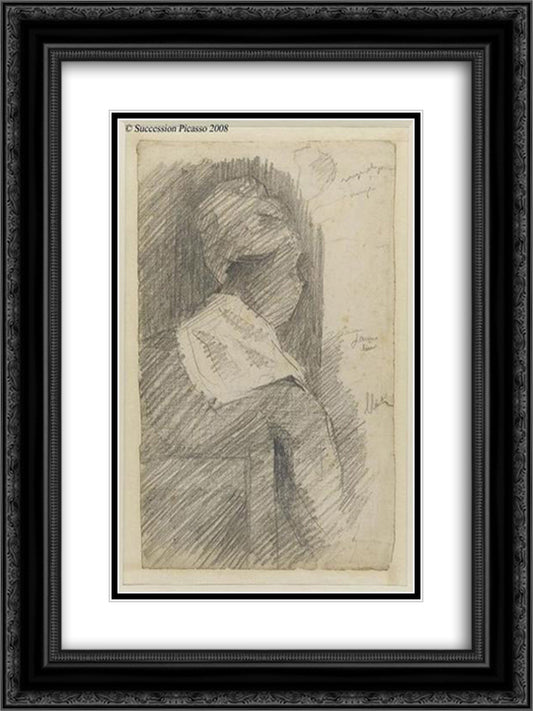 Female from back (black woman) 18x24 Black Ornate Wood Framed Art Print Poster with Double Matting by Seurat, Georges