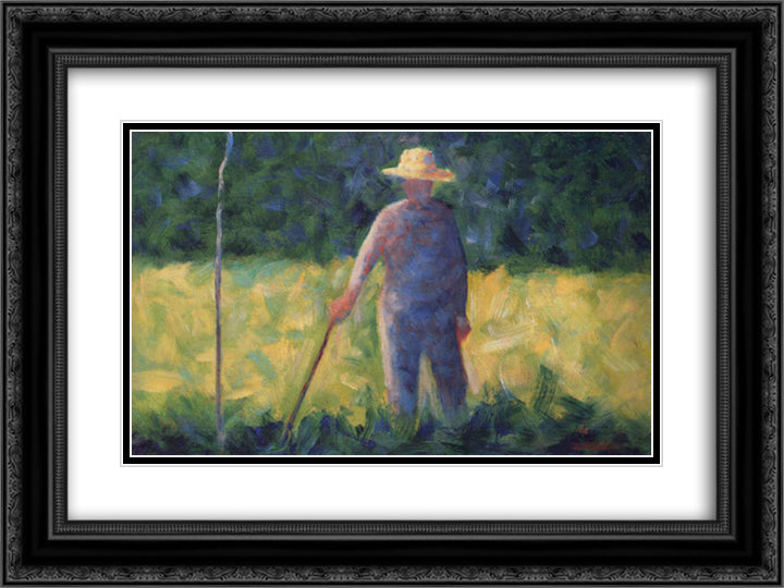 Gardener 24x18 Black Ornate Wood Framed Art Print Poster with Double Matting by Seurat, Georges