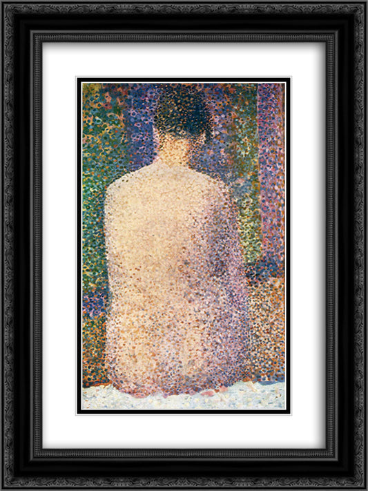 Model from the Back 18x24 Black Ornate Wood Framed Art Print Poster with Double Matting by Seurat, Georges