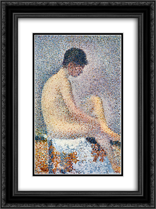 Model in Profile 18x24 Black Ornate Wood Framed Art Print Poster with Double Matting by Seurat, Georges