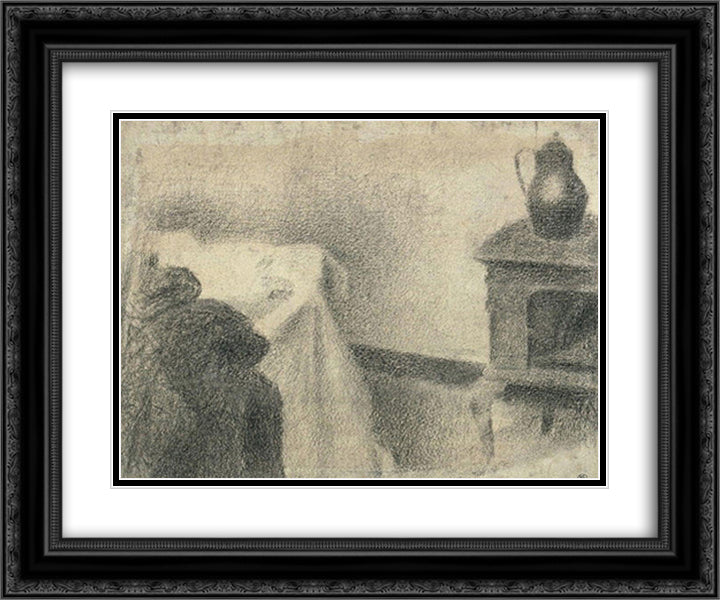 Part of the studio 24x20 Black Ornate Wood Framed Art Print Poster with Double Matting by Seurat, Georges