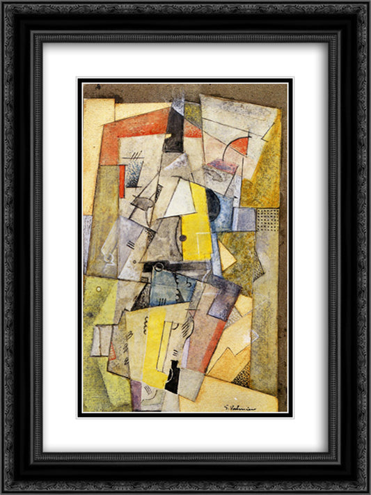 Cubist Composition 18x24 Black Ornate Wood Framed Art Print Poster with Double Matting by Valmier, Georges